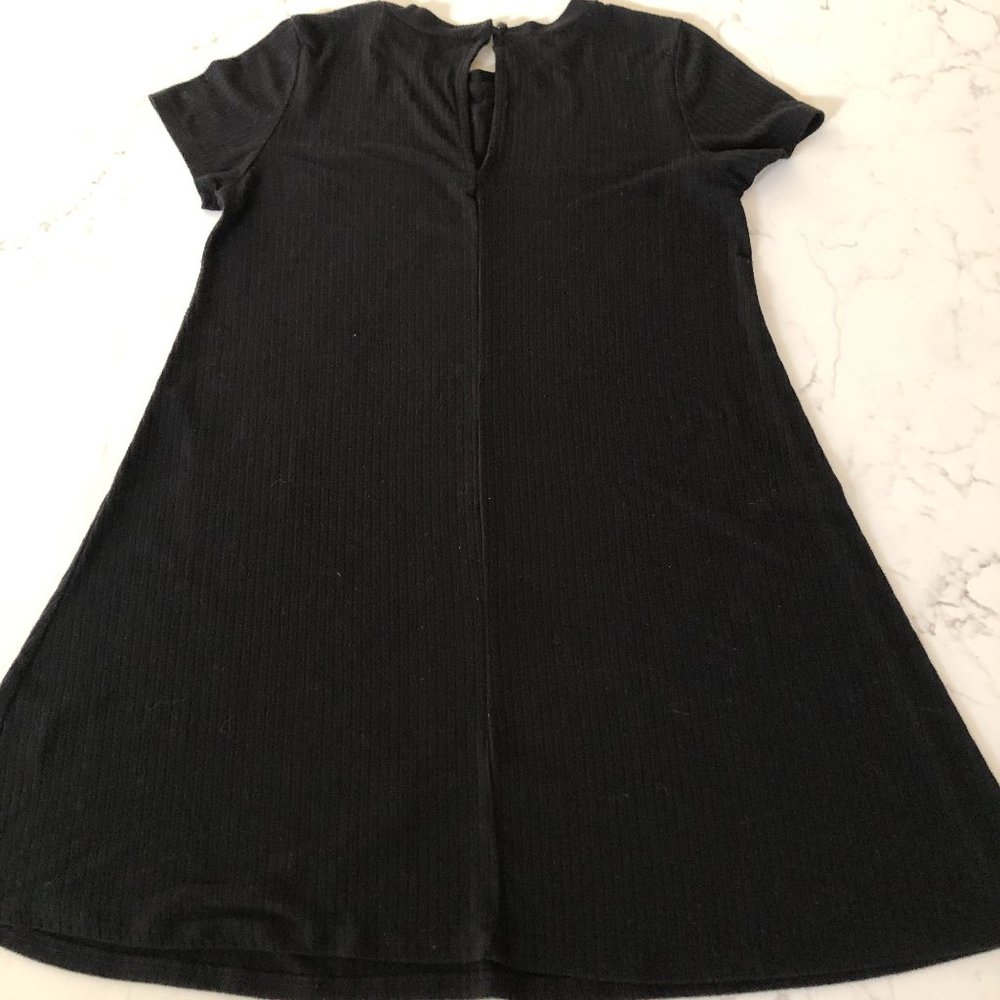 Black Love Tree Ribbed Knit Tunic Dress